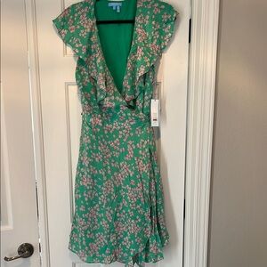 Draper James Green Flutter Sleeve Wrap Sundress